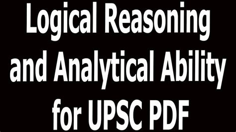 Logical Reasoning And Analytical Ability For Upsc Pdf