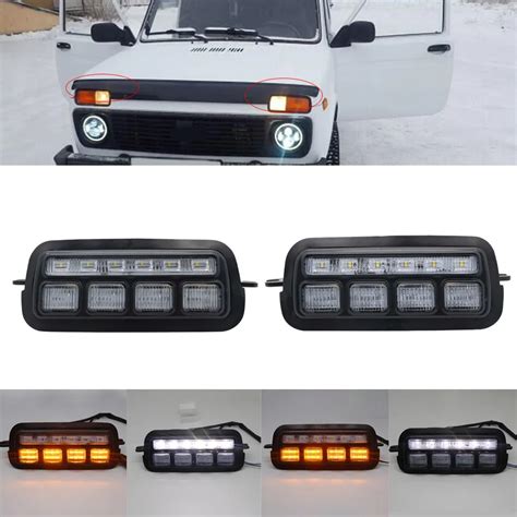 Pair Car Styling Accessories Led Daytime Running Lights For Lada Niva