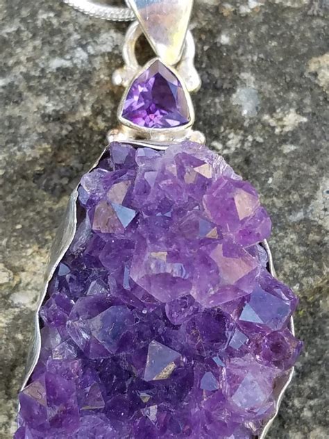 Amethyst Druzy With Ameythyst Uruguay Sterling Silver Handmade