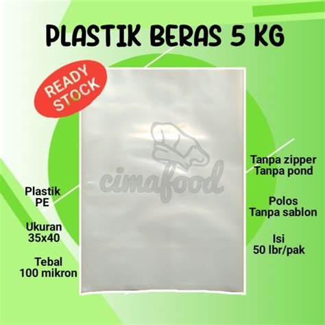 Jual Plastik Pe Kemasan Beras Kg Polos Isi Lembar Shopee Indonesia