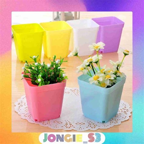 Jual POT BUNGA KOTAK PERSEGI CACTUS TANAMAN PLASTIK KECIL MINI Shopee