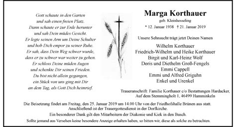 Alle Traueranzeigen für Marga Korthauer trauer rp online de