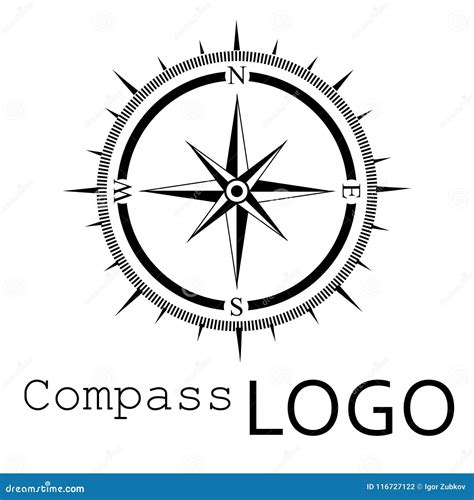 Black And White Compass Logo Vector Icon Rose Of Wind Stock Vector Illustration Of Latitude