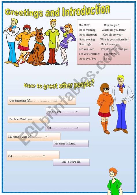 Greetings And Introduction Esl Worksheet