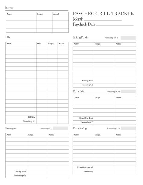 Paycheck Bill Tracker Free Printable Prntbl Concejomunicipaldechinu