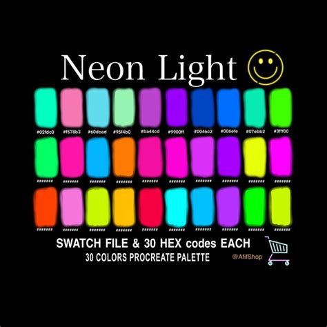 Neon Light Color Color Palette Neon Bright Ipad Procreate App