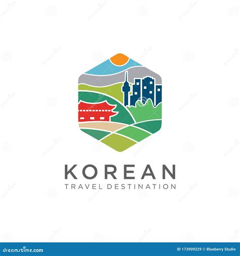 Korean Logo Design . Korea Logo Vector . Korea Travel Landmarks . Korea ...