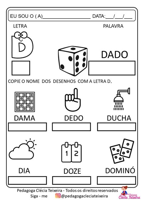 Atividades Escrever Nomes Dos Desenhos Cl Cia Teixeira