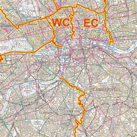 Greater London - Postcode Areas - (AR1) - Wall Map : XYZ Maps