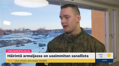 Häirintä yhä ongelma varusmiespalveluksessa Ylen aamu Yle Areena