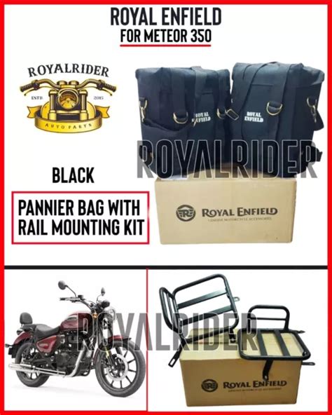 Royal Enfield Paire De Pannier Noire Et Kit De Montage Pour Meteor