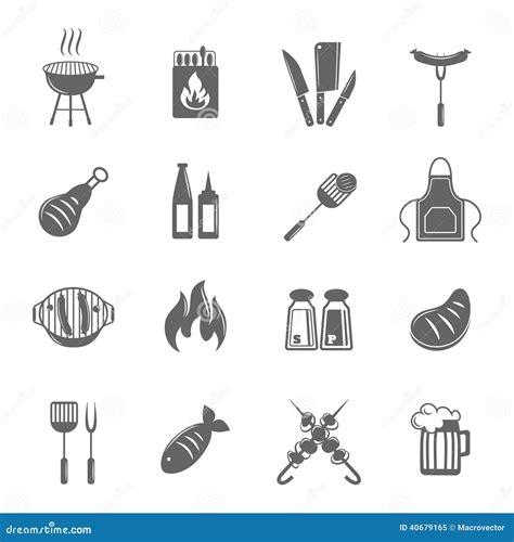 Bbq Grill Icons Set Stock Vector Illustration Of Mobile 40679165