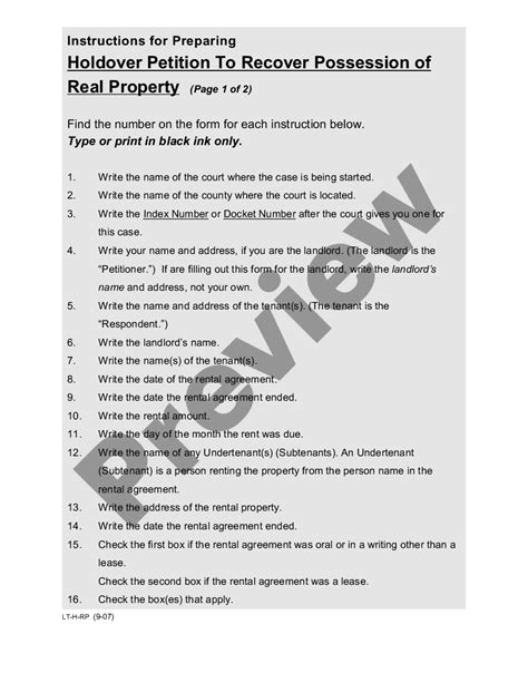 Nassau Eviction Forms Packet For Holdover Summary Proceedings For