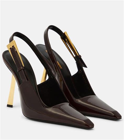 Graham 110 Patent Leather Slingback Pumps In Black Saint Laurent