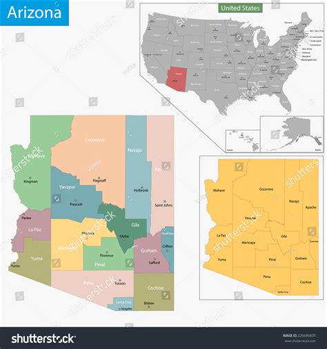 1,835 Map Of Counties In Arizona Images, Stock Photos & Vectors