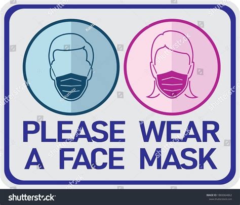 Please Wear A Face Mask Signs Royalty Free Stock Vector 1883064862