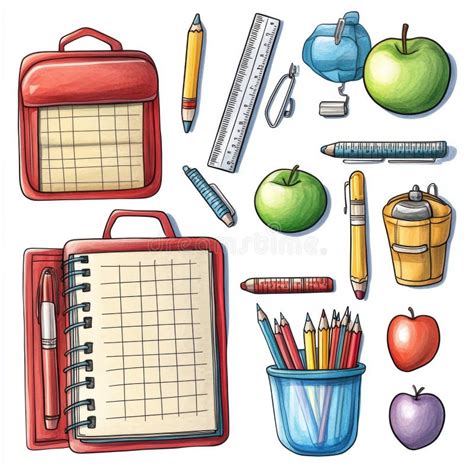 School Supplies: a Cartoon Illustration of Back To School Stock ...