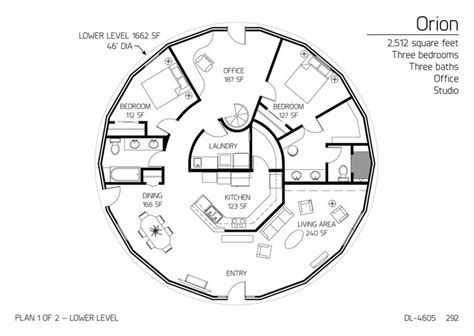 Orion Main Floor Of A 46 Diameter 2 512 SF Three Bedroom Three