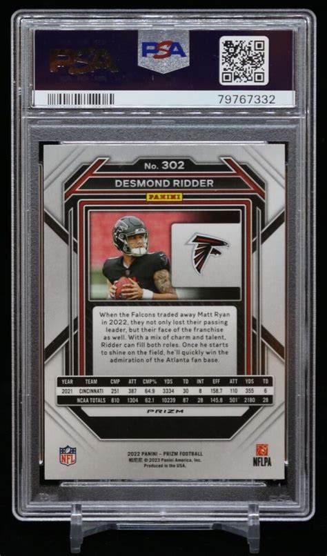 Panini Prizm Desmond Ridder Base Rc Silver Psa Gem Falcons