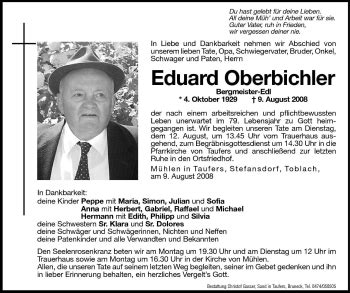 Traueranzeigen Von Eduard Oberbichler Trauer Bz