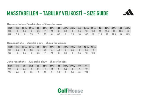 Adidas shoes size chart – Golf House international