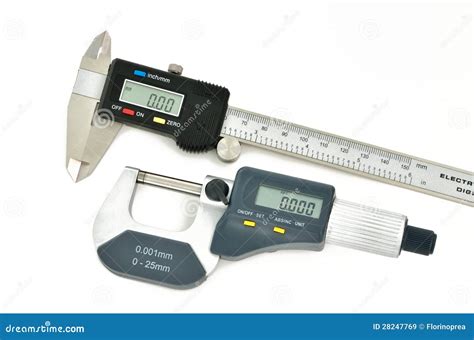 Digital Caliper And Micrometer Stock Image Image Of Background