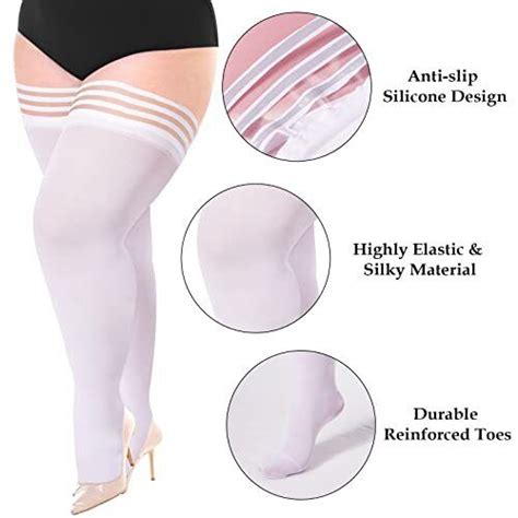 Plus Size Thigh High Stockings Womens Silicone Top Stay Up Sexy