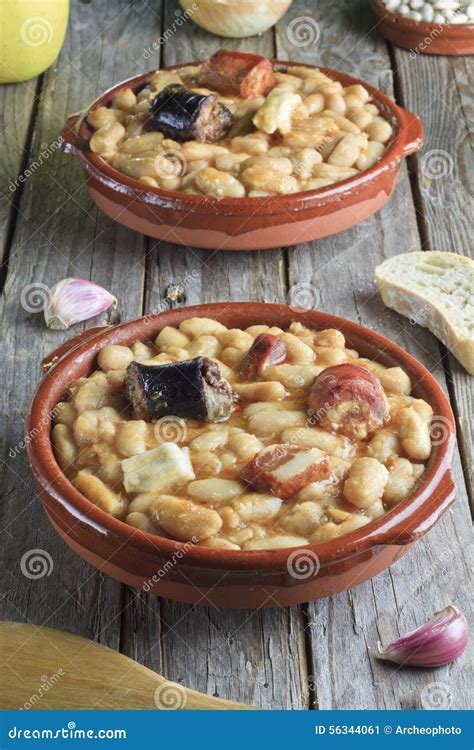 Spanish Fabada in Earthenware Dishes Stock Image - Image of spanish, restaurant: 56344061