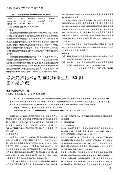 绿激光汽化术治疗前列腺增生症402例围术期护理 Word文档在线阅读与下载 免费文档