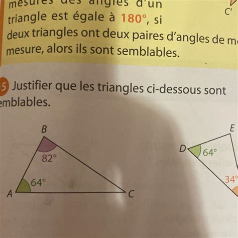 Justifier Que Les Triangles Ci Dessous Sont Semblables Nosdevoirs Fr