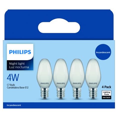 Philips 4 Watt C7 Incandescent Dimmable Light Bulb Soft White 2700K