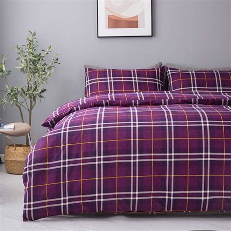 Eds Flannelette Duvet Cover Brushed Cotton Tartan Check Flannel