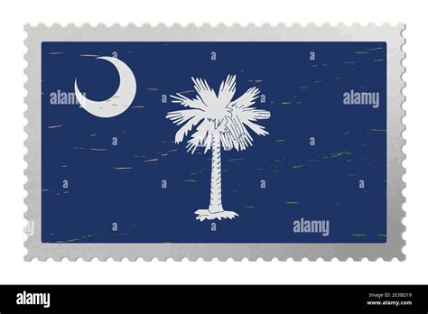 South Carolina USA Flag On Old Postage Stamp Vector Stock Vector Image