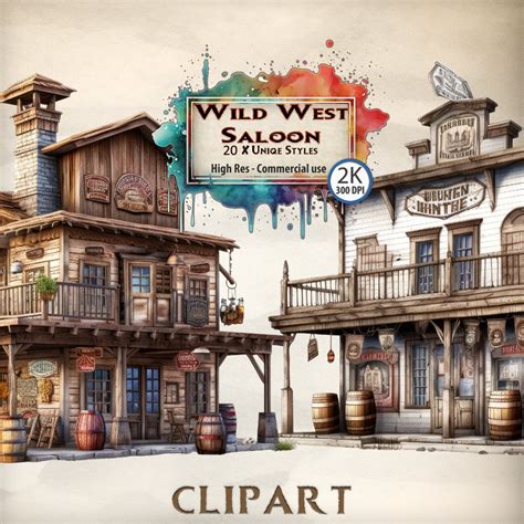 Wild West Saloon Clipart Vintage Western Saloon Illustrations for ...