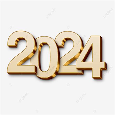 Feliz Año Nuevo 2024 Dorado 3d PNG dibujos Año Nuevo 2024 2024