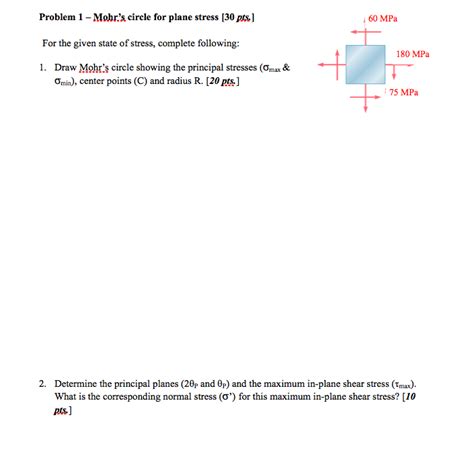 Solved Draw Mohrs Circle Showing The Principal