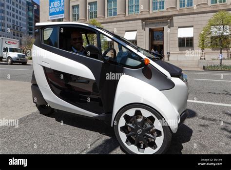 Toyota I Road Concept Car 3 Wheeled EV On Road Washington DC USA