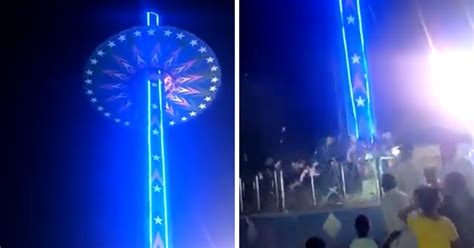 Video de accidente en juego mecánico en la India Heridos en parque de