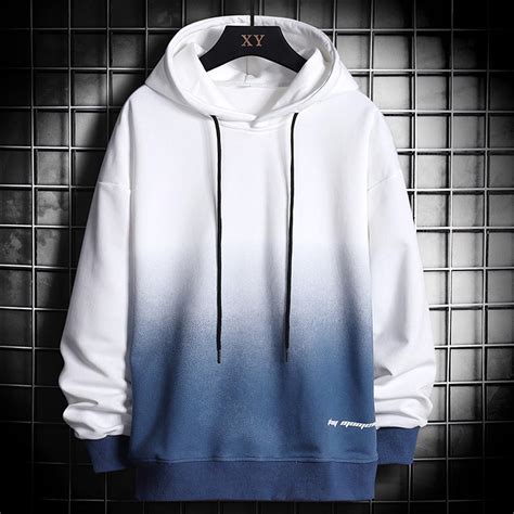 Graphic Hoodies For Men Male Casual Gradient Print Hoodies Off Shoulder Sleeve Long Pocket