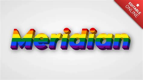 Meridian 3D Gay Pride LGBT Generador De Efectos De Texto