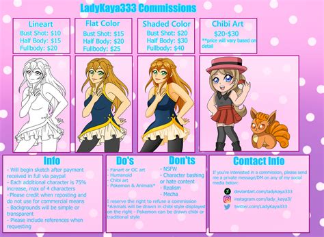 2021 Commission Sheet By Ladykaya333 On Deviantart