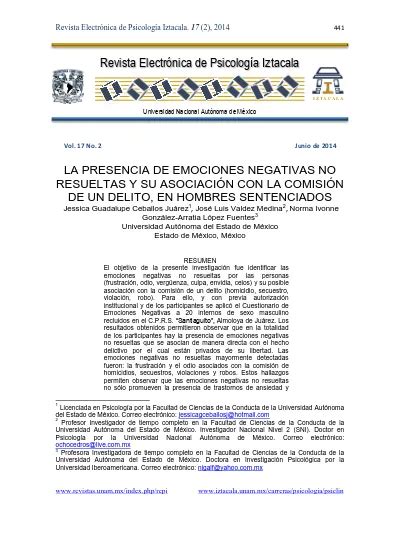 La Presencia De Emociones Negativas No Resueltas Y Su Asociacin Con La