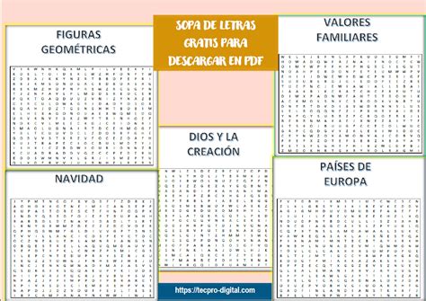 Plantillas De Sopa De Letras Para Imprimir Gratis Tecpro Digital