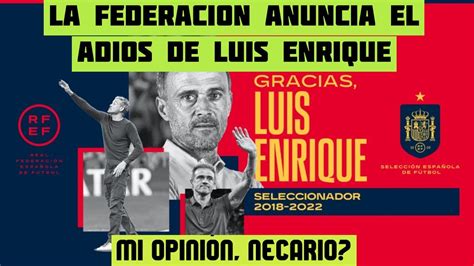 Oficial Luis Enrique Deja De Ser Seleccionador De Espa A Mi Opini N