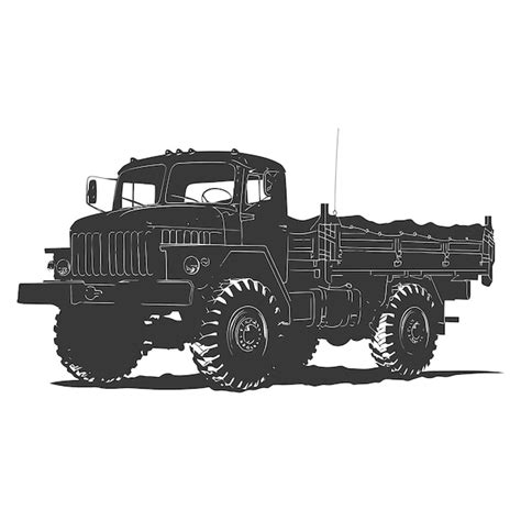 Premium Vector Silhouette Military Truck Black Color Only