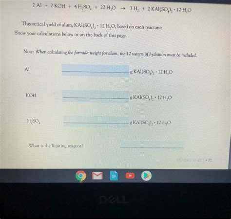 Solved REPORT SHEET Synthesis Of Alum NAME DATE SECTION Chegg