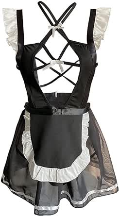 THSCWY Sexy Lingerie For Women Sexy Underwear Maid Uniform Apron Teddy