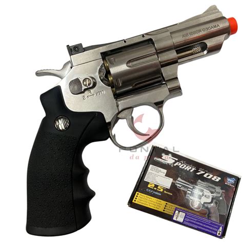 Revolver De Airsoft Rossi Wingun 708s Niquelado 2 Esfera 6mm