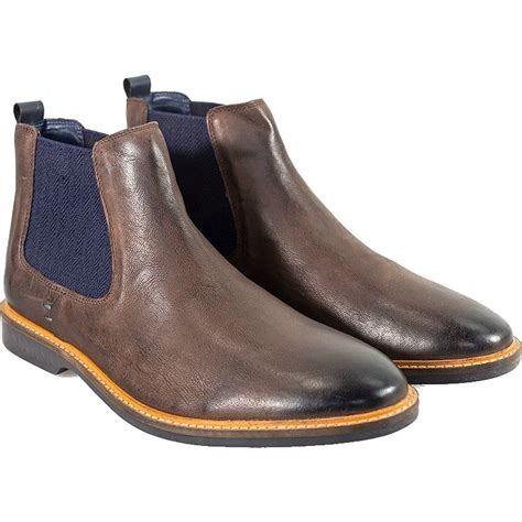 Cavani Mens Arizona Ankle Faux Leather Chelsea Boots Rust