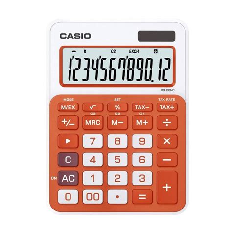 Casio Mini Desk Calculator 12 Digits Orange Ms 20nc Rg S Dc